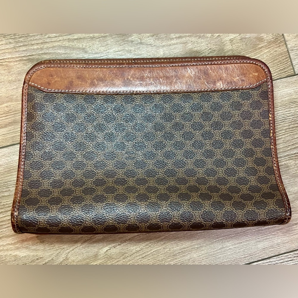 Celine Brown and Tan Clutch Bag with Vintage Leather - Picture 4 of 13